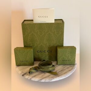 Gucci Olive Green Paisley With A Ribbon & 2 Small Gift Boxes Empty
